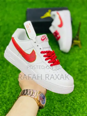 Original Nike Air Force 1 Triple White Red Big Lace Sneaker