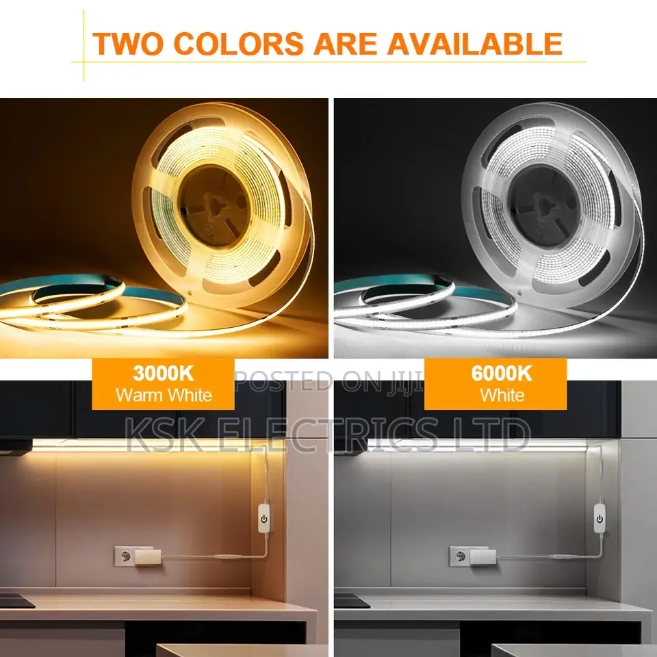 LED Strip, 5M White/Warm White COB LED Strip Light With RF