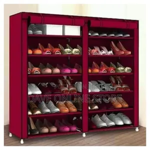 Steel Framed Shoe Rack - Maroon
