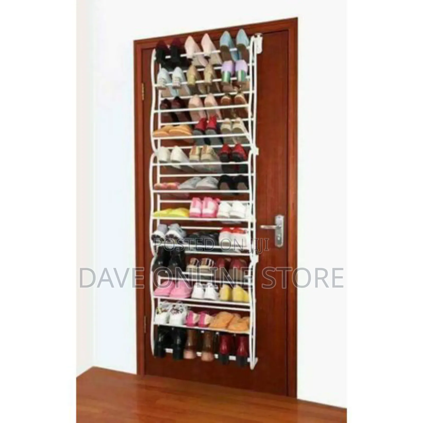 White Label Wall Door Mount Shoe Rack for 36 Pairs - White