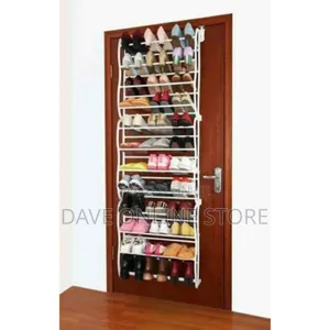 White Label Wall Door Mount Shoe Rack for 36 Pairs - White