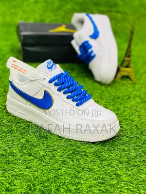 Original Big Laces Nike Air Force 1 White/Blue Sneakers