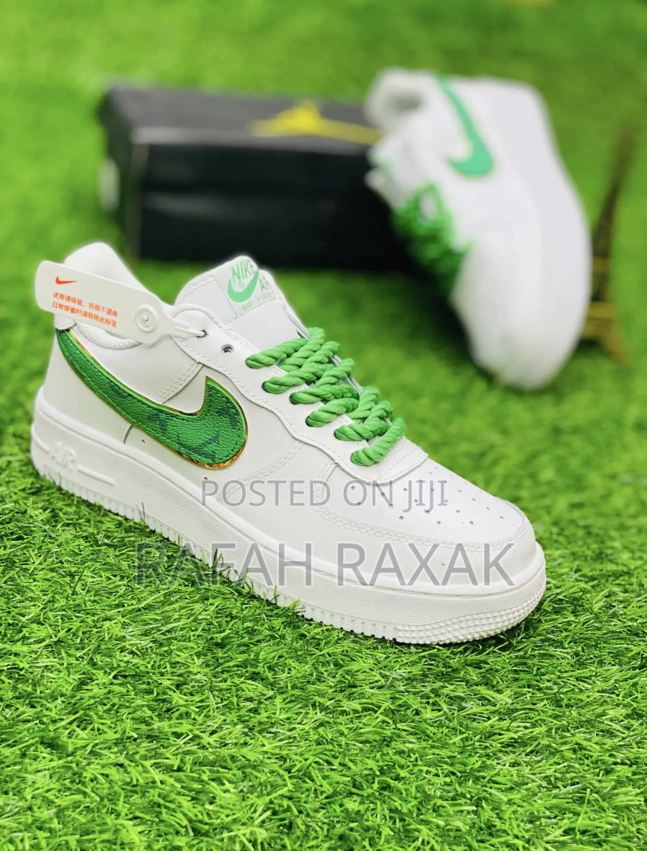 Original Nike Air Force 1 Low 07 Triple White/Lucky Green