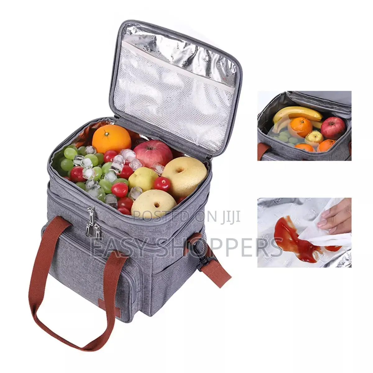 Portable Double Layer Insulated Lunch Bag and Dual Mesh