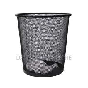 Metallic Mesh Trash Can Dustbin-Black