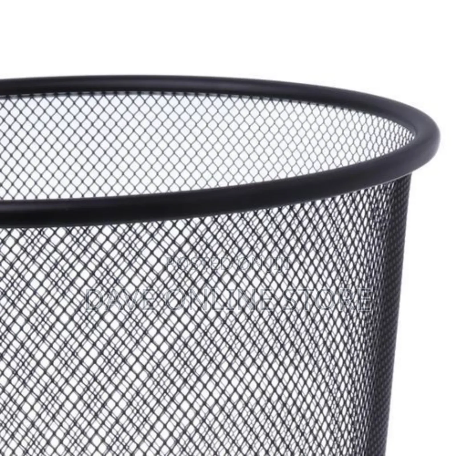 Metallic Mesh Trash Can Dustbin-Black