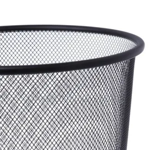 Metallic Mesh Trash Can Dustbin-Black