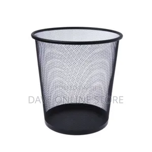 Metallic Mesh Trash Can Dustbin-Black