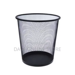 Metallic Mesh Trash Can Dustbin-Black