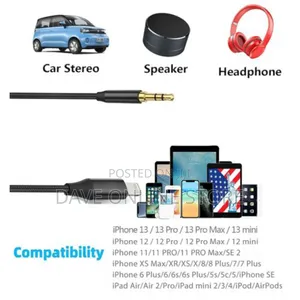 USB C to 3.5mm Aux Type C Male Jack Adapter Audio Cable