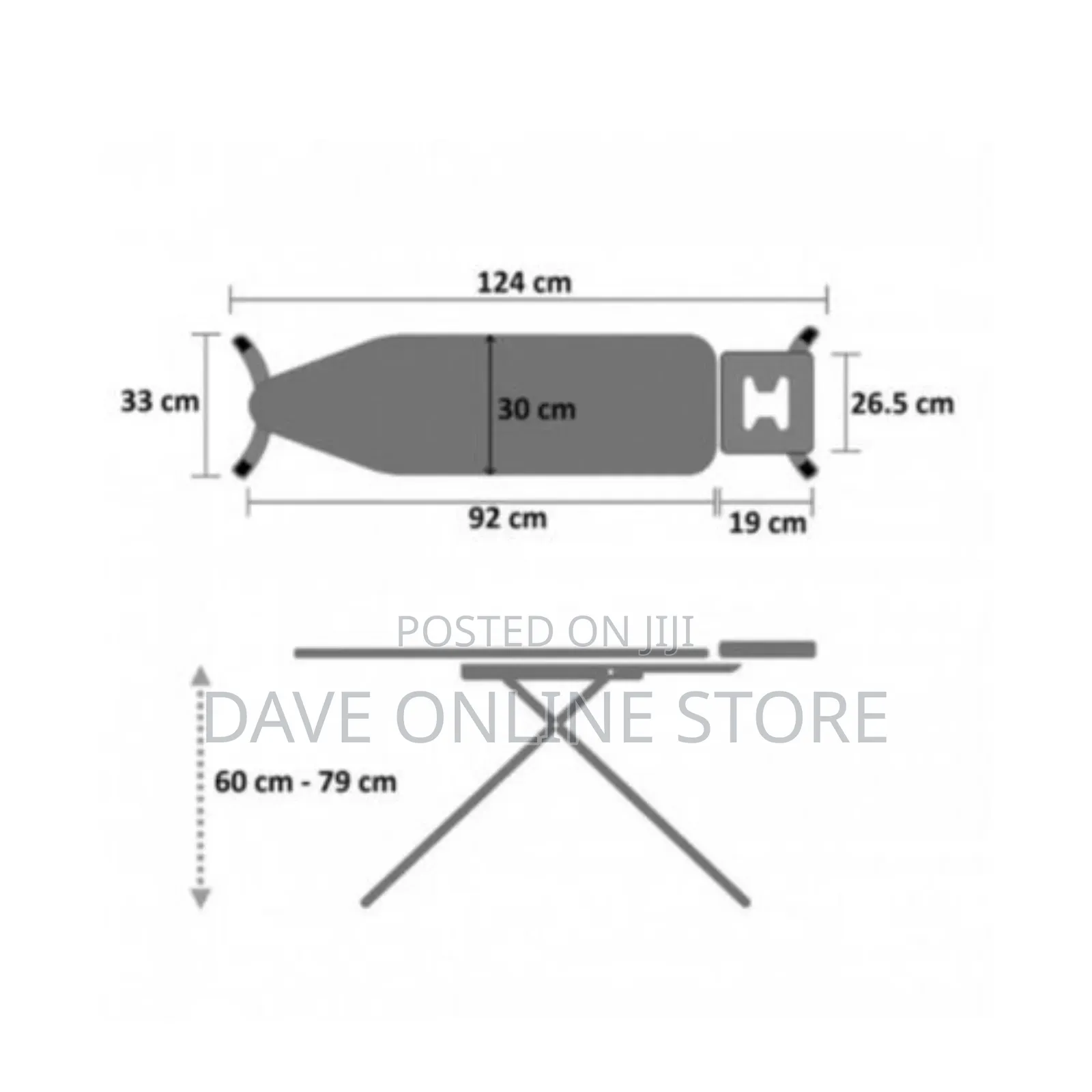 Adjustable Ironing Board - Grey