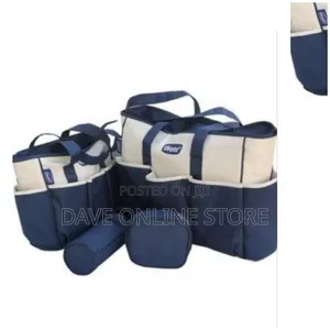 5pcs Baby Multi-Functional Carrier Bag - Cream /Navy Blue