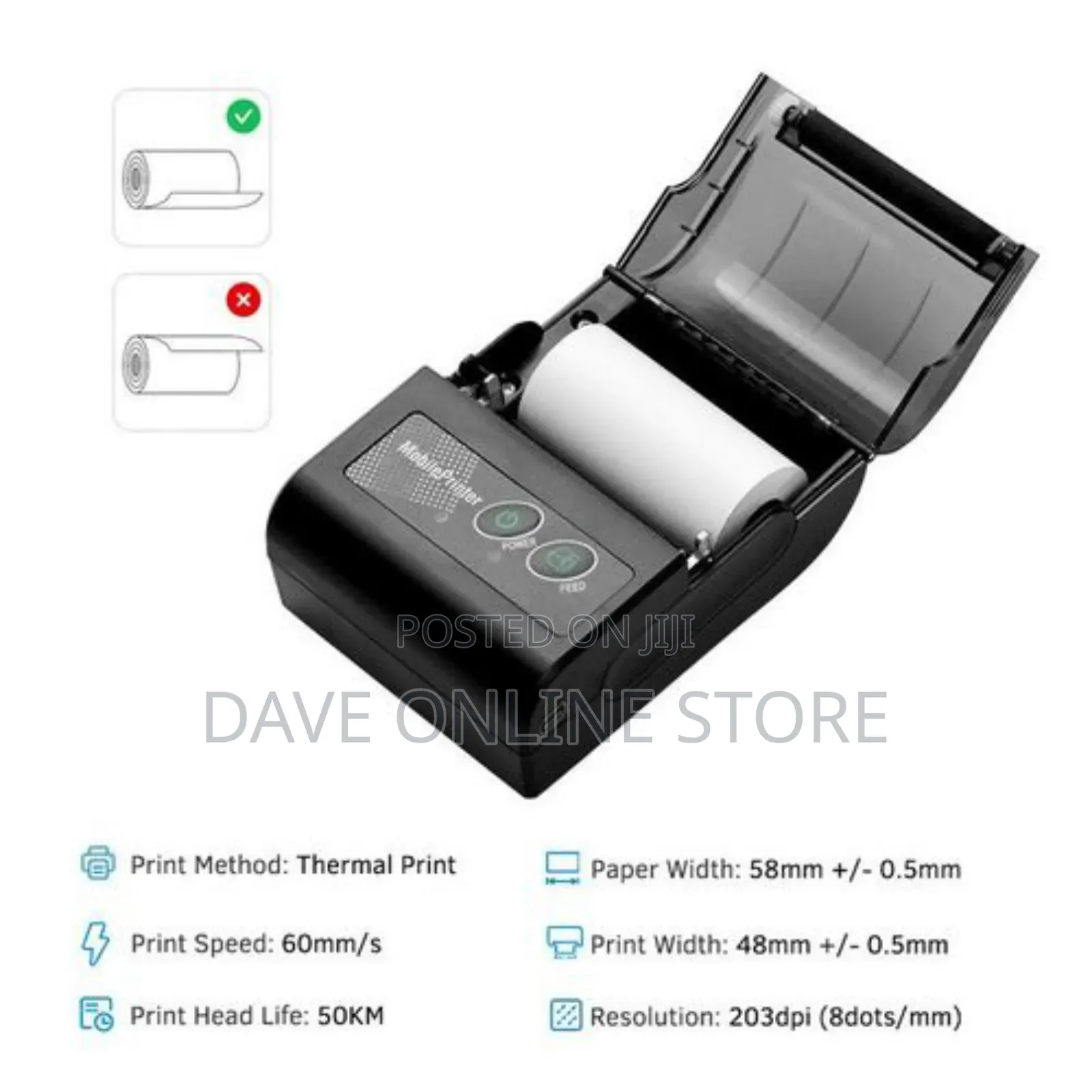 58mm Thermal Receipt Printer Wireless BT Mobile