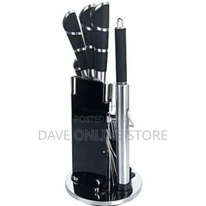 9 PCS Kitchen Knife Set With 360° Rotating Acrylic Stand,