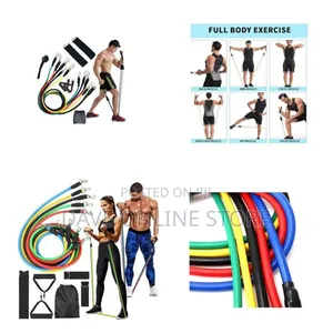11 Piece Fitness Exercise Resistance Band Belt - Multicolor