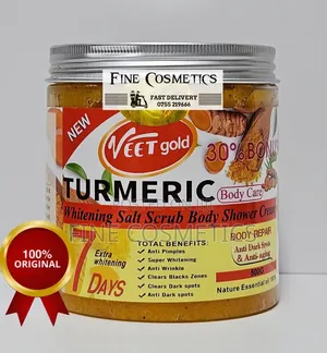 VEETGOLD Turmeric Whitening Salt Scrub Body Shower Cream.