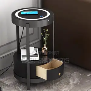 Black Smart Led Nightstand With Drawers