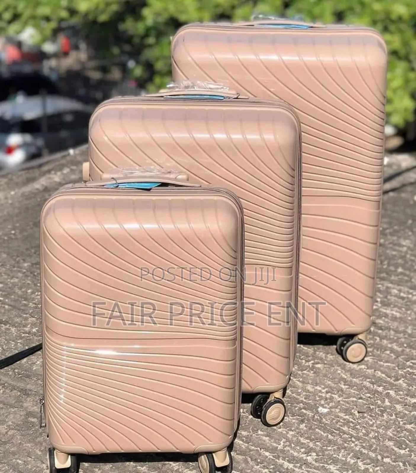 Pure Rubber Plastic Suitcases. Full Set.( Cream)