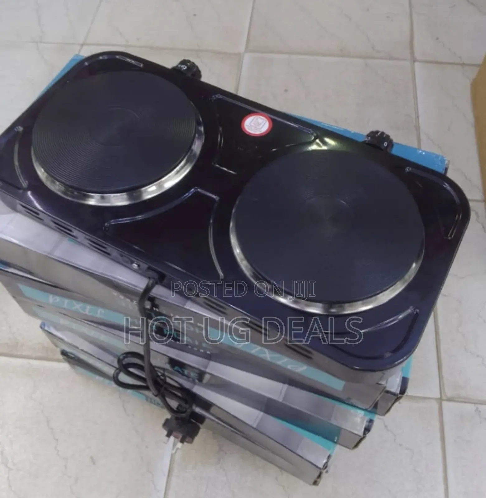 Double Electric Hot Plate With Indicator Light - Black