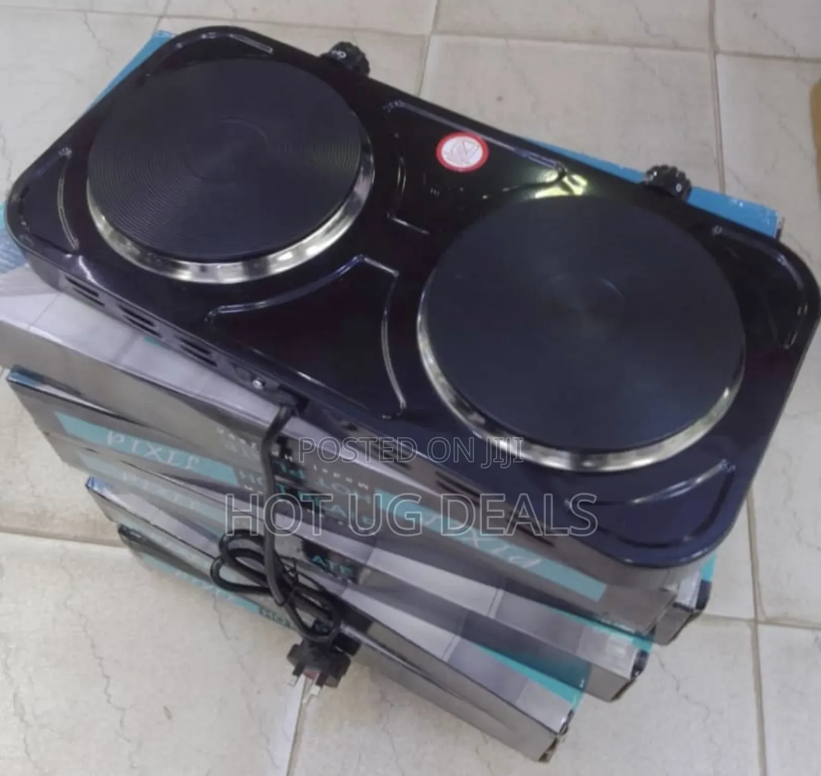 Double Electric Hot Plate With Indicator Light - Black