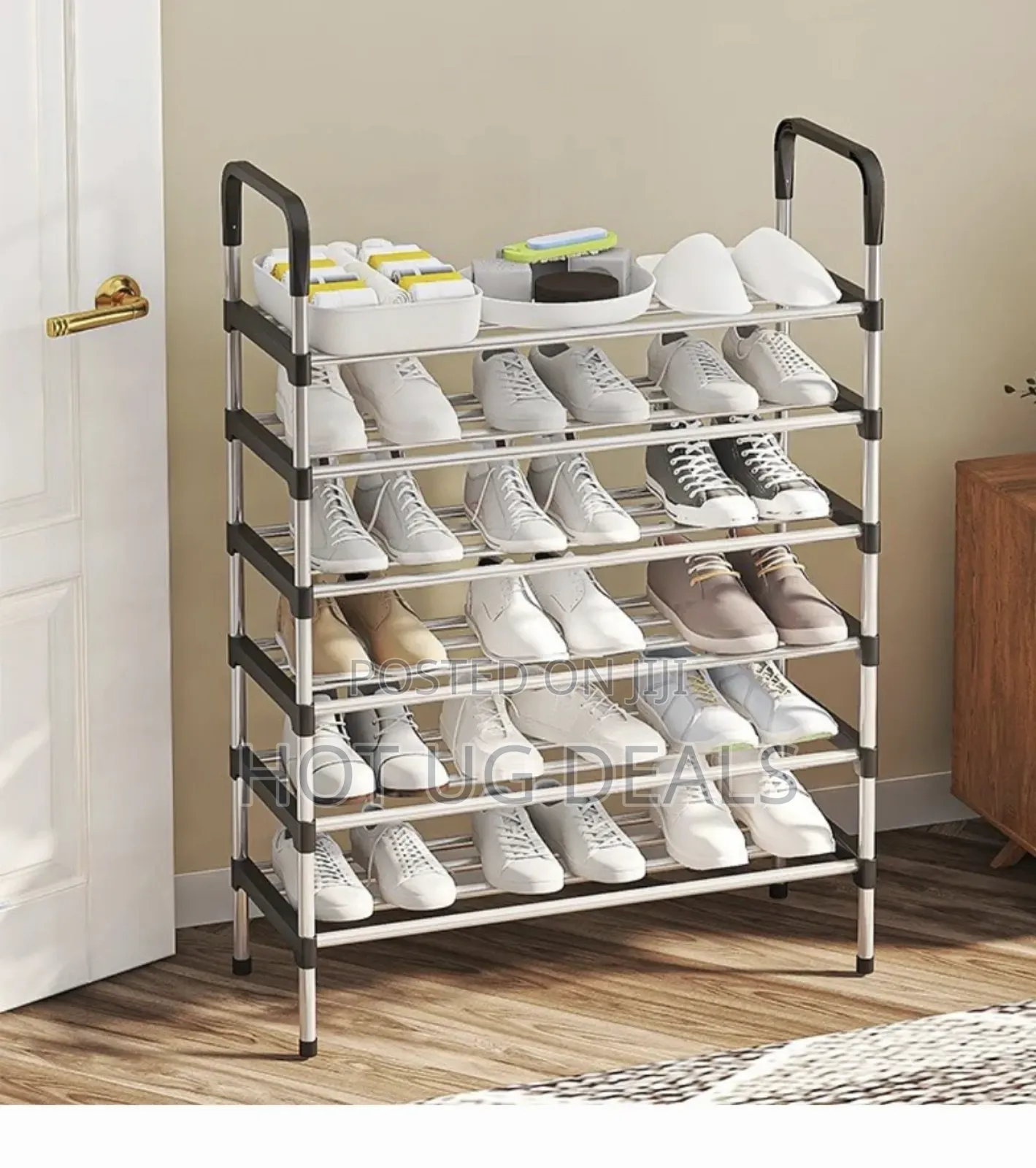 Shoe Rack Foldable Assembly-stainless Steel Silver 6 Layers