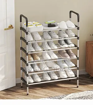Shoe Rack Foldable Assembly-stainless Steel Silver 6 Layers