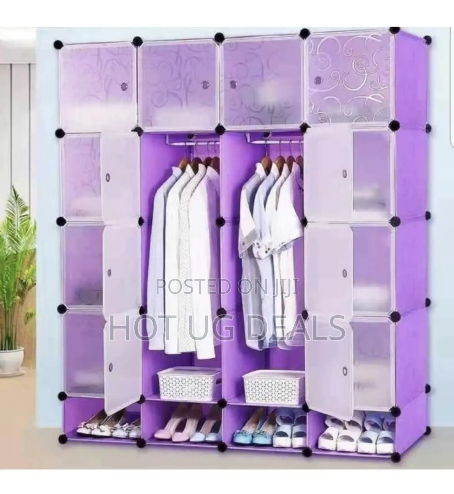 4X5 Plastic Wardrobe With Clothes Hanger Wardrobe
- Purple