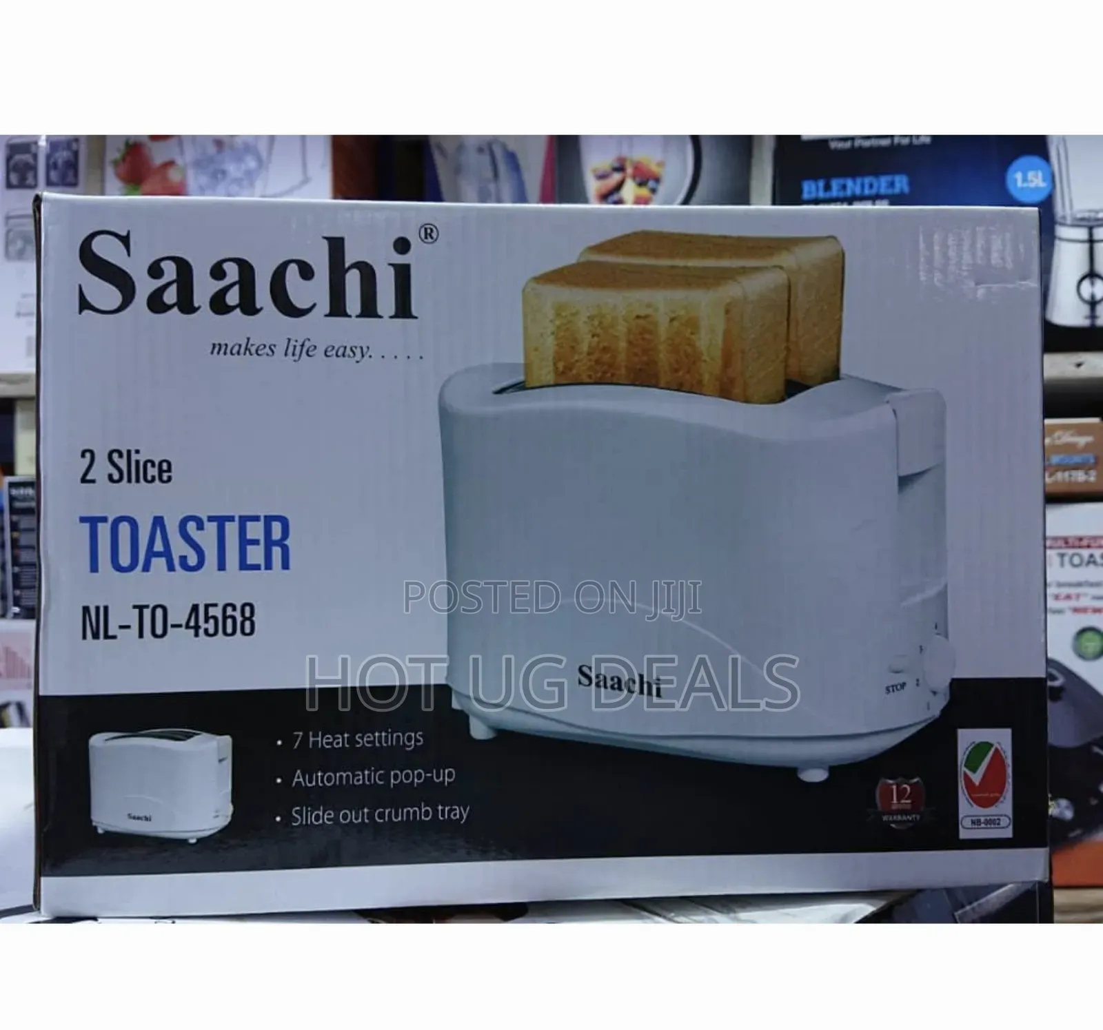 Saachi 2 Slice Saachi Electric Bread Toaster - White
