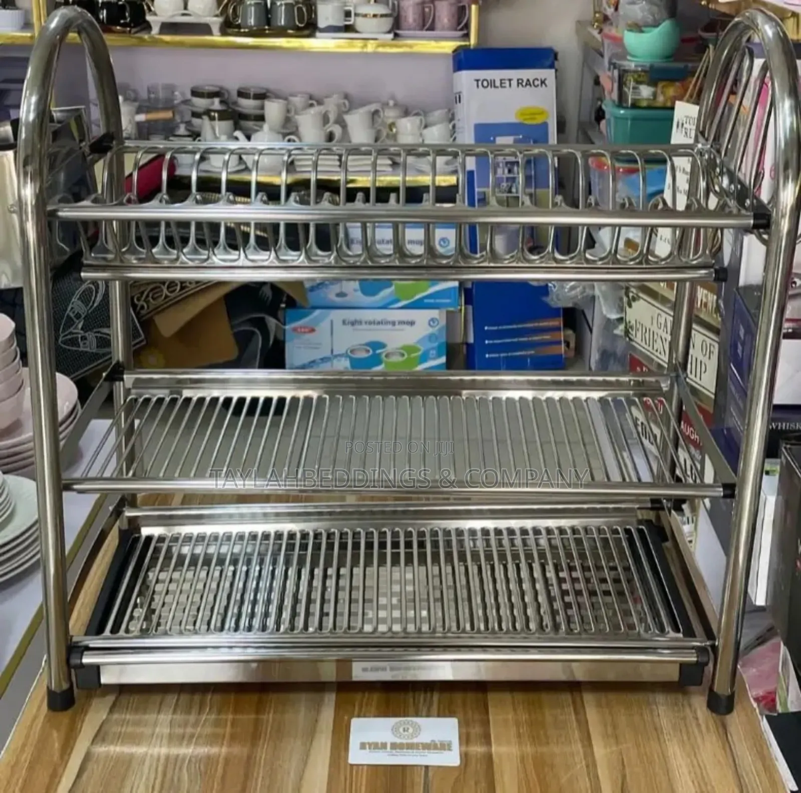 Heavy Duty Stainless Steel 3 Layer Dish Rack With Cutlery