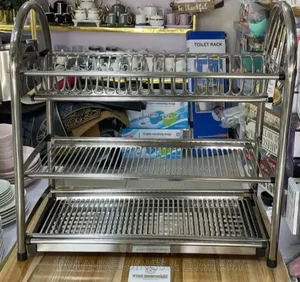 Heavy Duty Stainless Steel 3 Layer Dish Rack With Cutlery