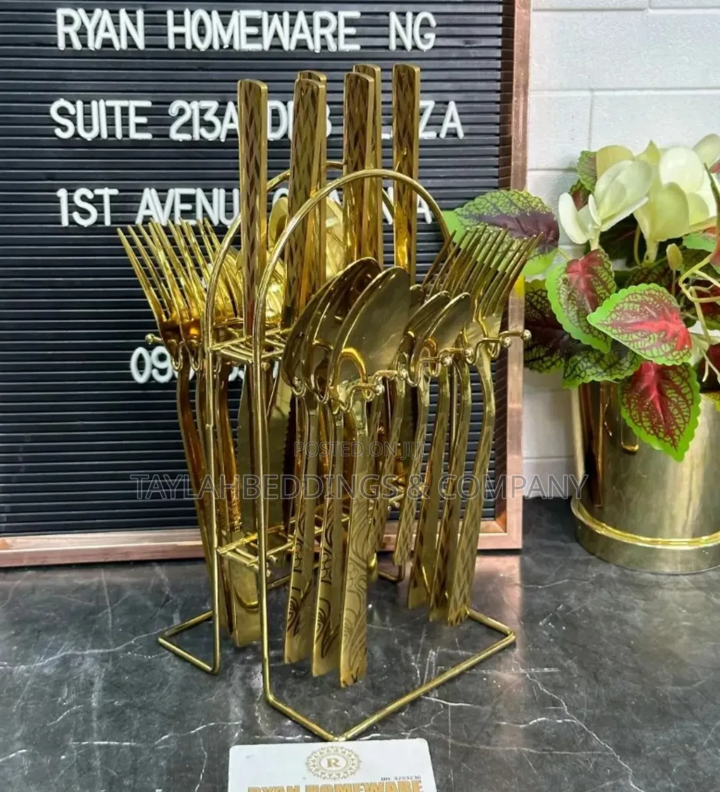 High Quality 24 Piece Stainless Steel Gold Cutlery Set