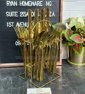 High Quality 24 Piece Stainless Steel Gold Cutlery Set