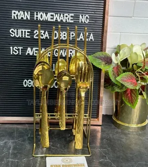 High Quality 24 Piece Stainless Steel Gold Cutlery Set