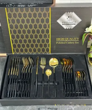 Gold Silverware Set With Box, 24-Piece Stainless Steel Gold