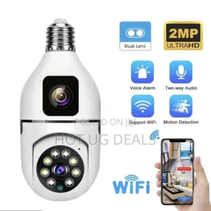 2mp+2mp Bulb Wireless Wifi Indoor Camera, Dual Lens - White