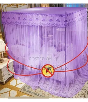 6x6 Mosquito Net With 4 Stainless Steel Stands - Colour Vary