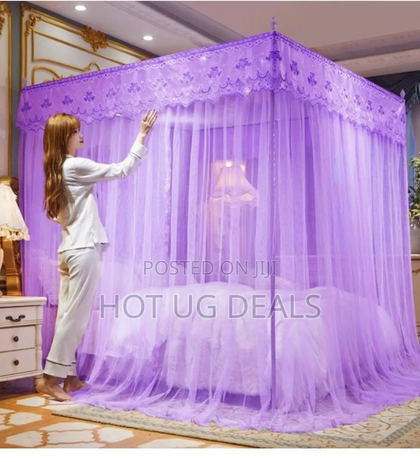 6x6 Mosquito Net With 4 Stainless Steel Stands - Colour Vary