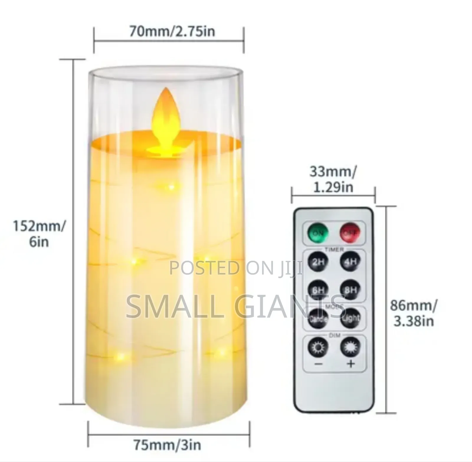 Glass LED Flameless Candle With Light String Remote Control