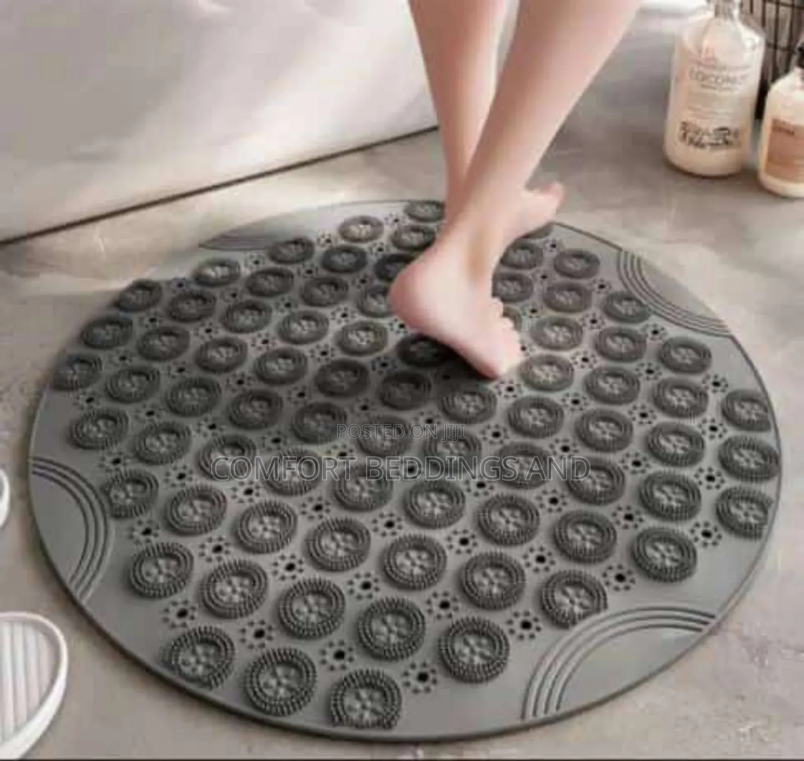 Anti-Slippery Rubber Bath Mat Gray