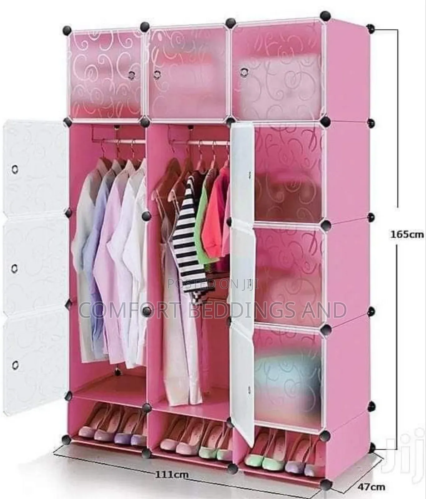 Three Column Plastic Closet Pink