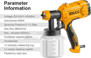 INGCO Paint Sprayer Corded Spray Gun 450W 800ml