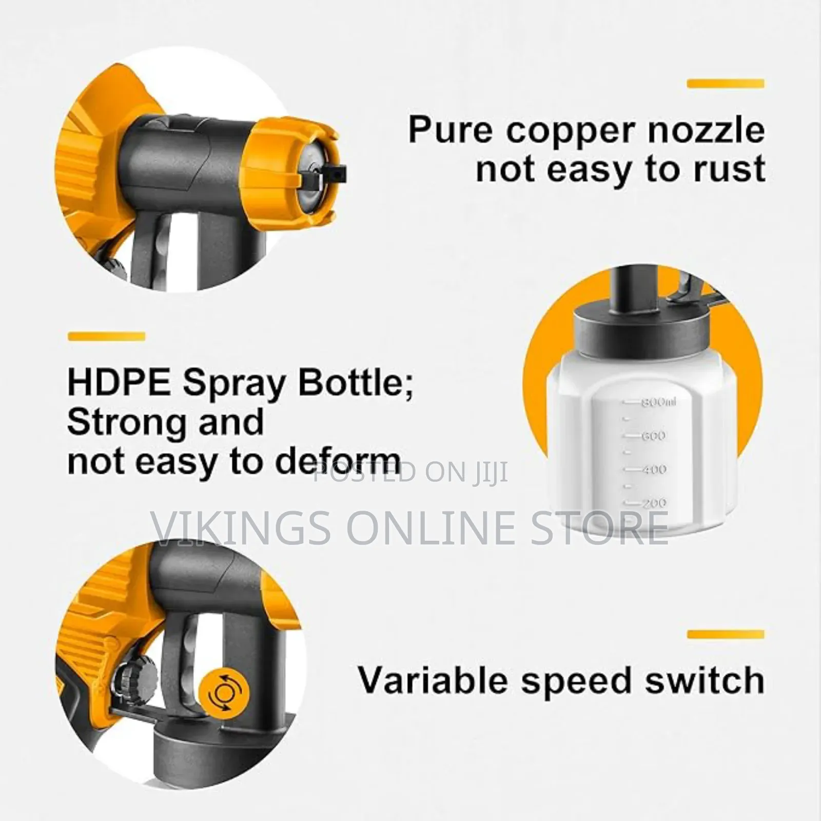 INGCO Paint Sprayer Corded Spray Gun 450W 800ml
