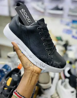 Original Black/White Men’S Casual Ecco Leather Shoes