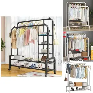 Metallic Clothes and Shoe Rack