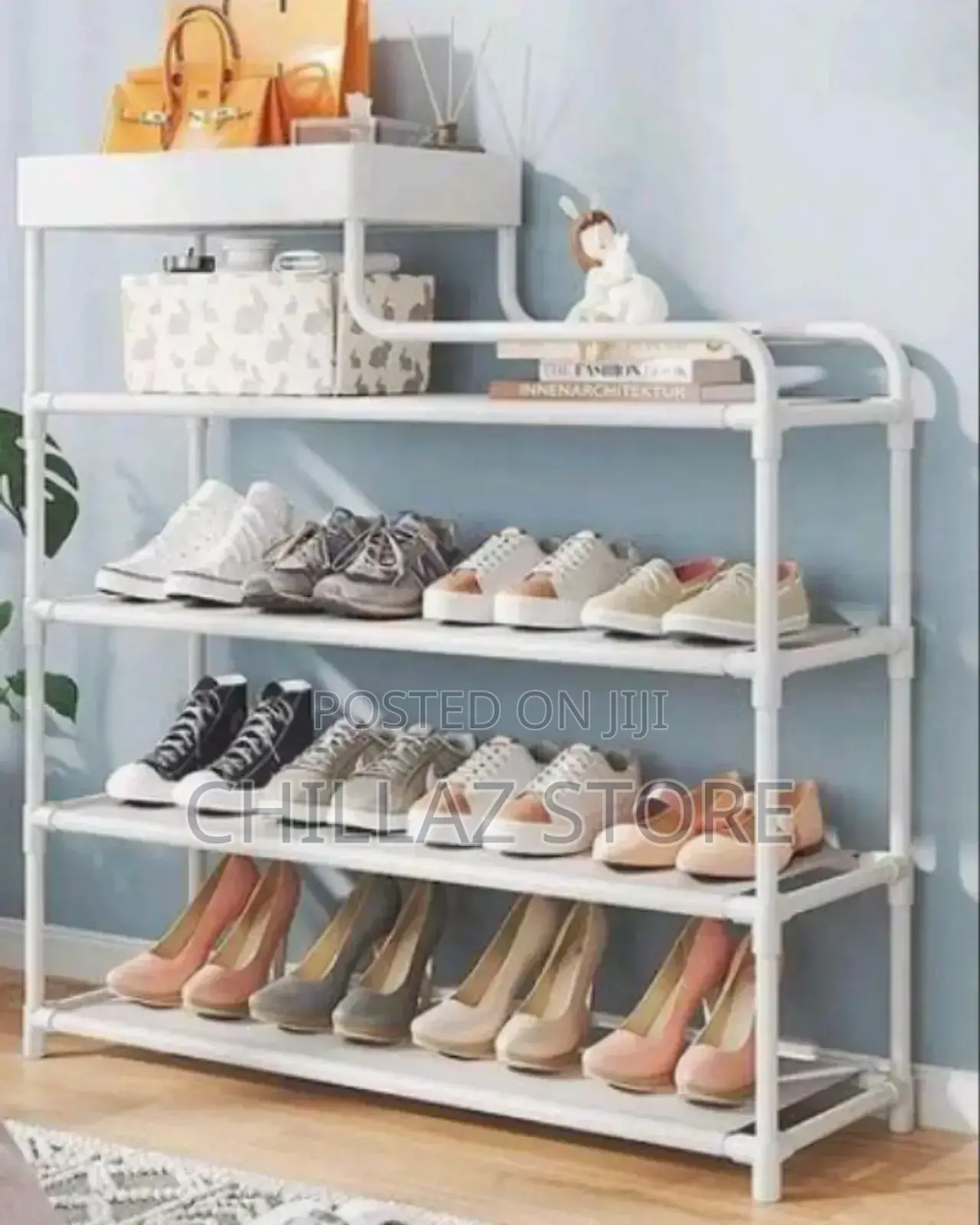 Metallic 4 Layer Shoe Rack