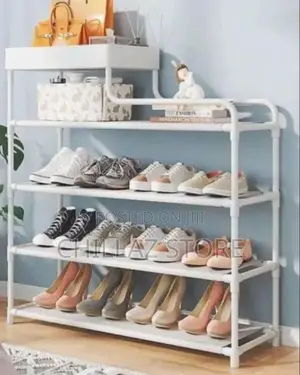 Metallic 4 Layer Shoe Rack