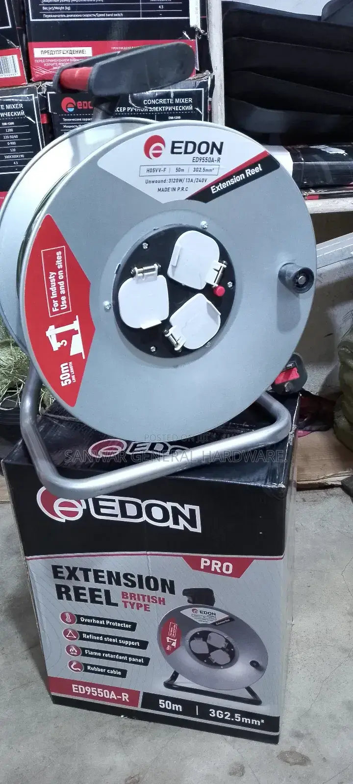 50m,(2.5mm Cable Extension Cable Reel,Heavy Duty/Industrial