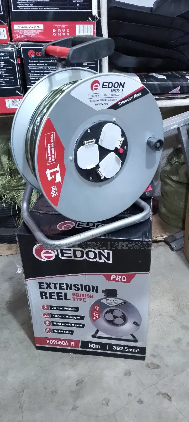 50m,(2.5mm Cable Extension Cable Reel,Heavy Duty/Industrial