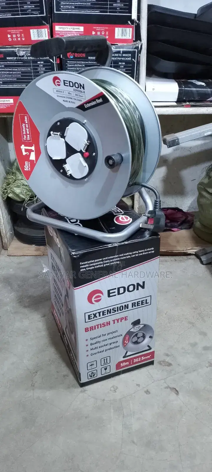 50m,(2.5mm Cable Extension Cable Reel,Heavy Duty/Industrial