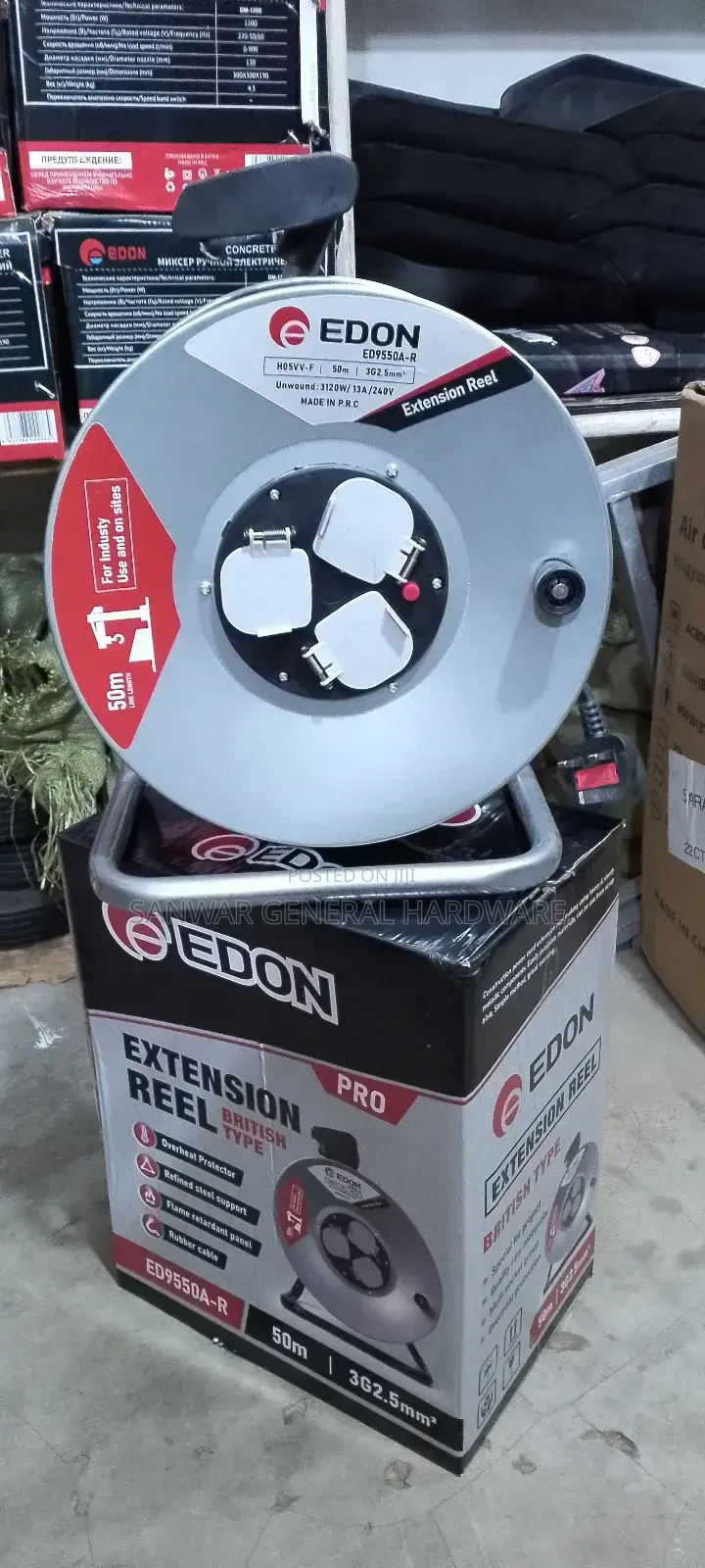 50m,(2.5mm Cable Extension Cable Reel,Heavy Duty/Industrial